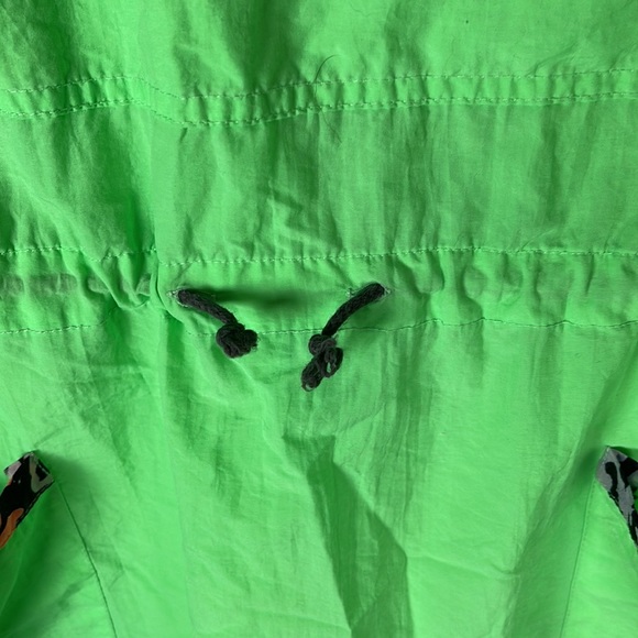 Shell Shock Neon Green Vintage 80s Windbreaker Coat M - Picture 4 of 5